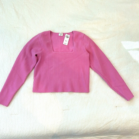 Abercrombie Long-Sleeve Ottoman Squareneck Top in Pink - Picture 2 of 5